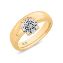 Bella Ponte Half Bezel Engagement Ring Setting, 14K Yellow Gold