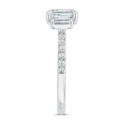 Bella Ponte 3-Stone Emerald Cut Diamond Engagement Ring 14K