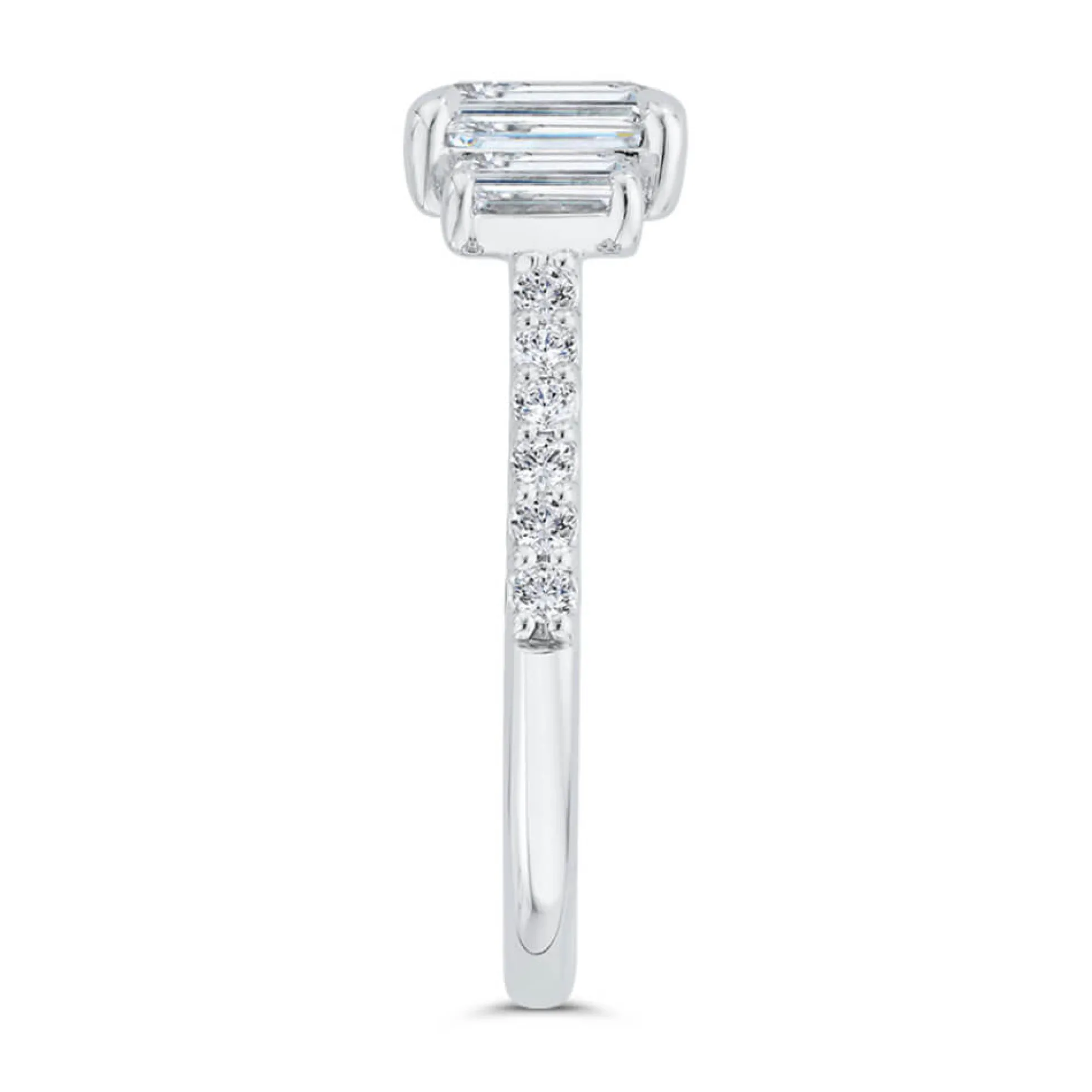 Bella Ponte 3-Stone Emerald Cut Diamond Engagement Ring 14K