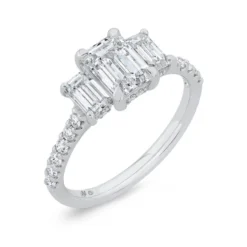Bella Ponte 3-Stone Emerald Cut Diamond Engagement Ring 14K