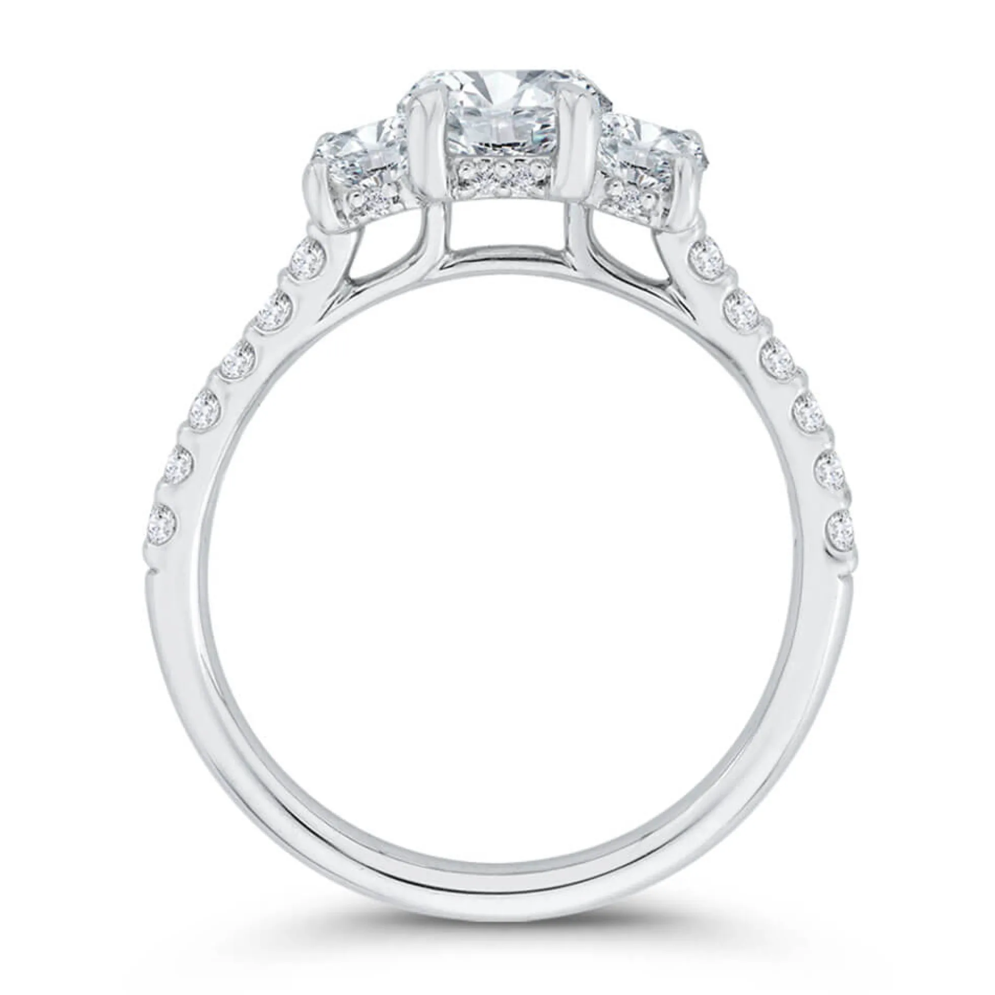 Bella Ponte 3-Stone Emerald Cut Diamond Engagement Ring 14K