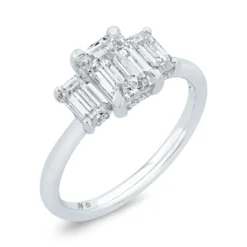Bella Ponte 3-Stone Emerald Cut Diamond Engagement Ring in Platinum