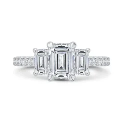 Bella Ponte 3-Stone Emerald Cut Diamond Engagement Ring, 14K White Gold