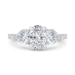 Bella Ponte 3-Stone Oval Diamond Engagement Ring, 14K White Gold