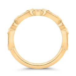 Bella Ponte Three-Row Milgrain Diamond Ring, 1 Carat Total Weight, 14K Yellow Gold Size 7