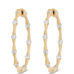 Ben Bridge Signature Diamond Inside-Out Hoops, 18K Yellow Gold
