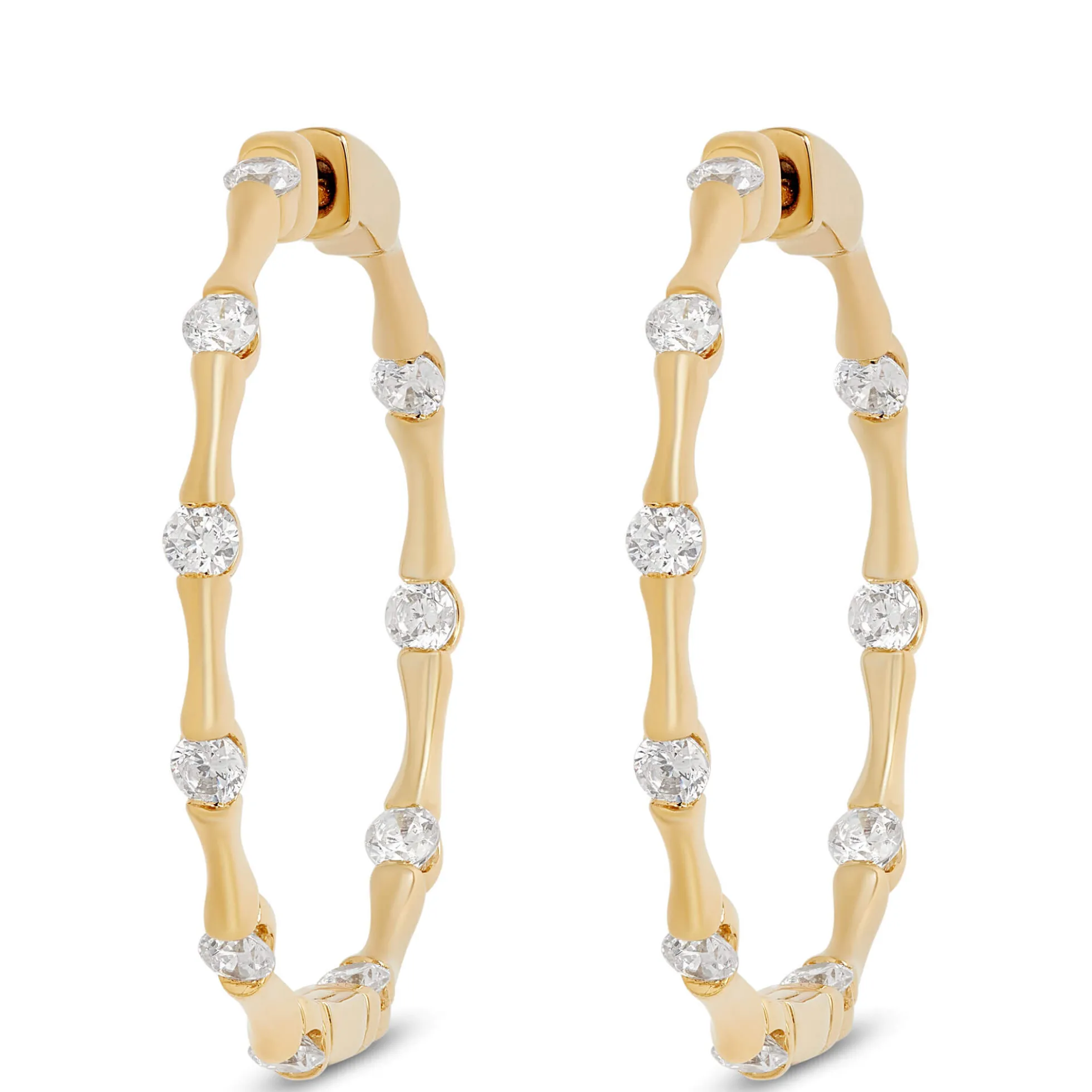 Ben Bridge Signature Diamond Inside-Out Hoops, 18K Yellow Gold