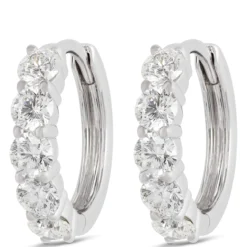 Ben Bridge Signature Diamond Hoop Earrings, Platinum