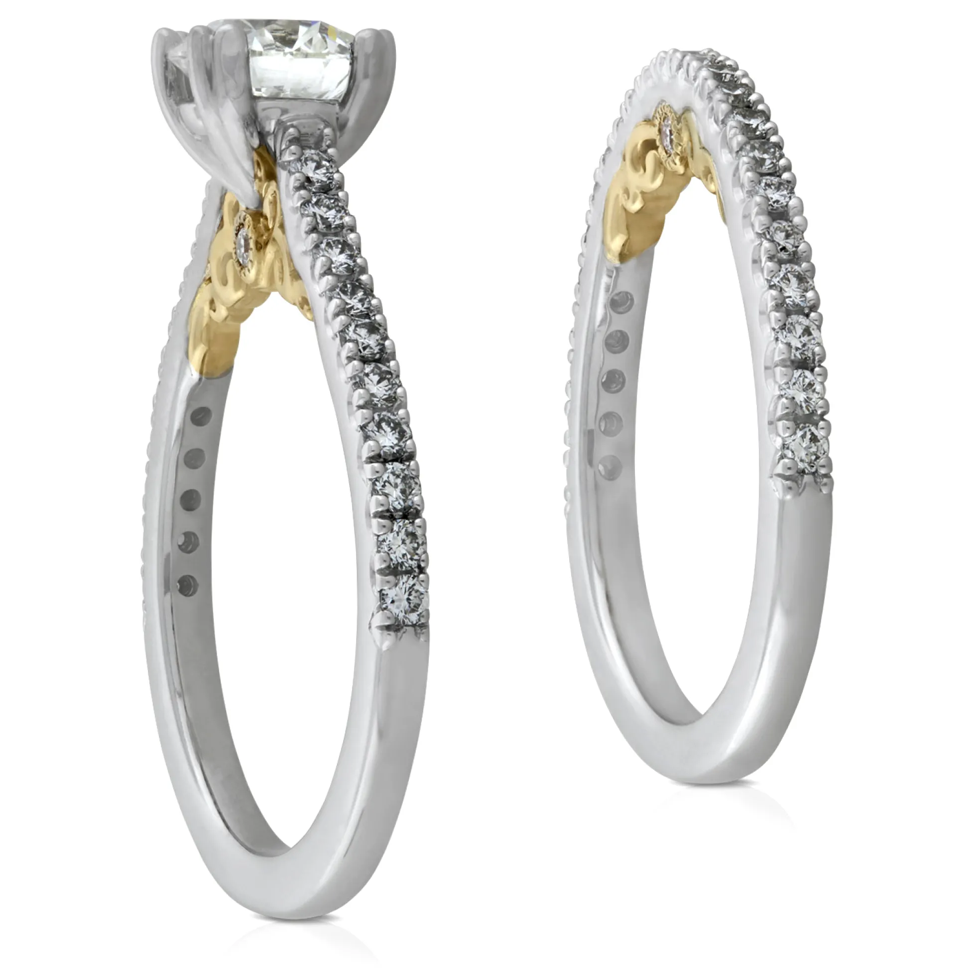 Ben Bridge Signature Diamond Two-Tone Bridal Set 18K