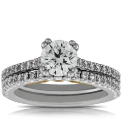 Ben Bridge Signature Diamond Two-Tone Bridal Set 18K