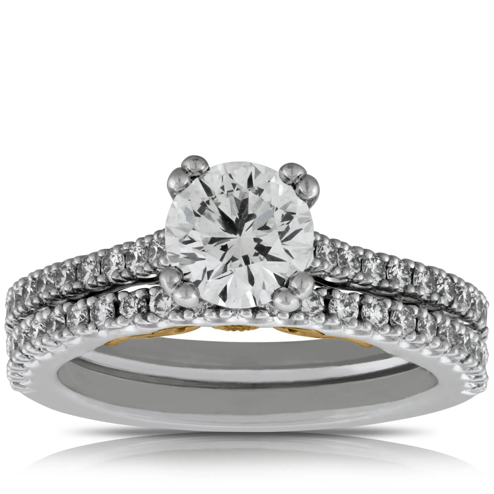 Ben Bridge Signature Diamond Two-Tone Bridal Set 18K