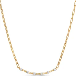 Ben Bridge Signature Round Cut Diamond Paperclip Necklace, 18K Yellow Gold