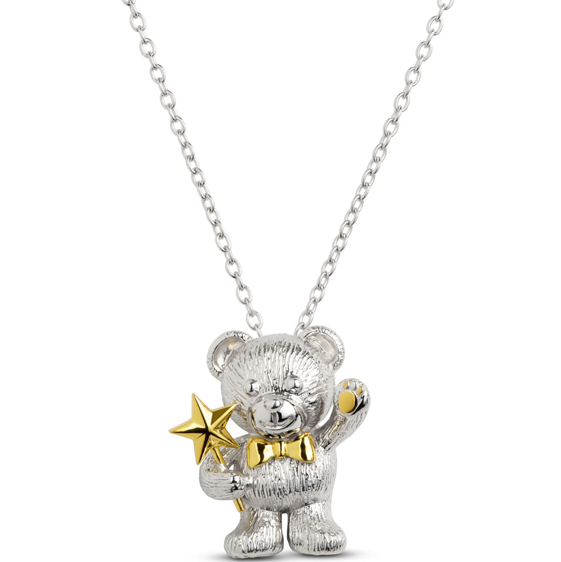 2025 Benny Bear with Wand Necklace, Sterling Silver