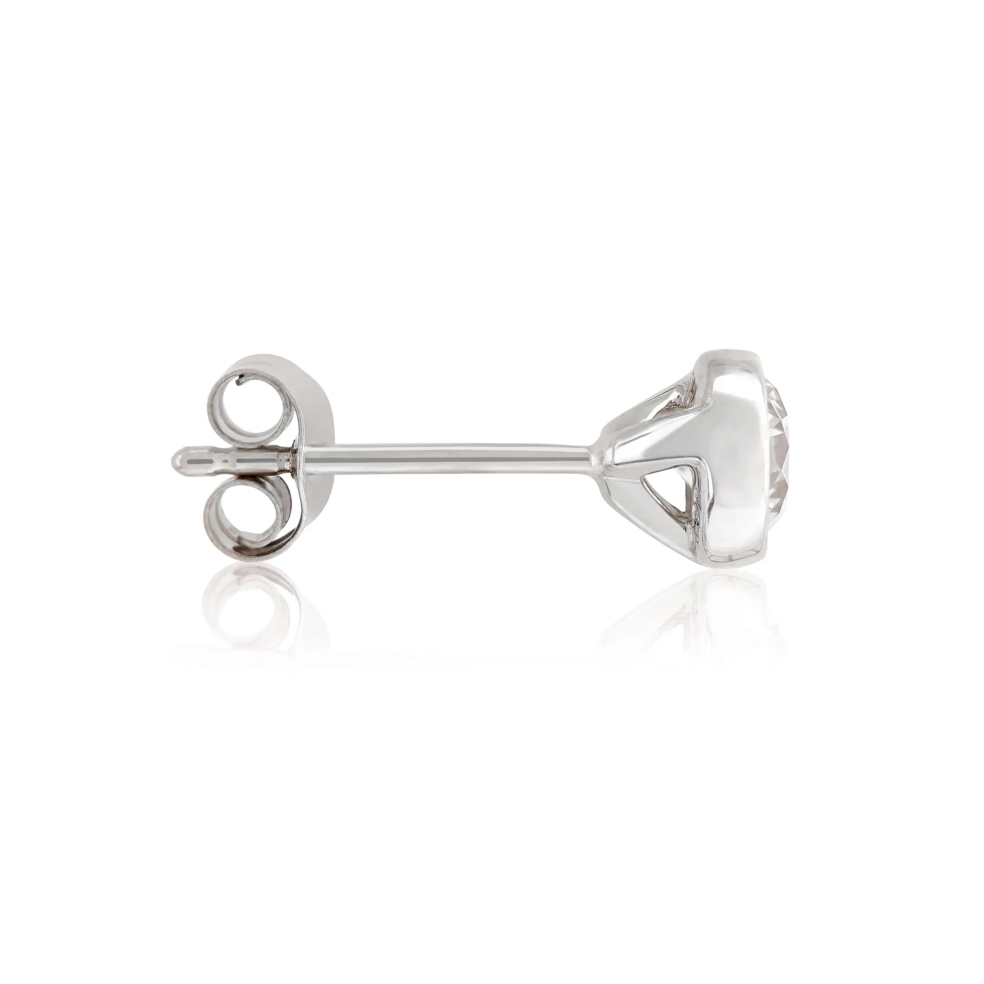 Bezel Set Classic Round Diamond Studs, 3/4 Carat, 14K White Gold