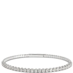 Bezel Set Diamond Bangle Bracelet, 14K White Gold