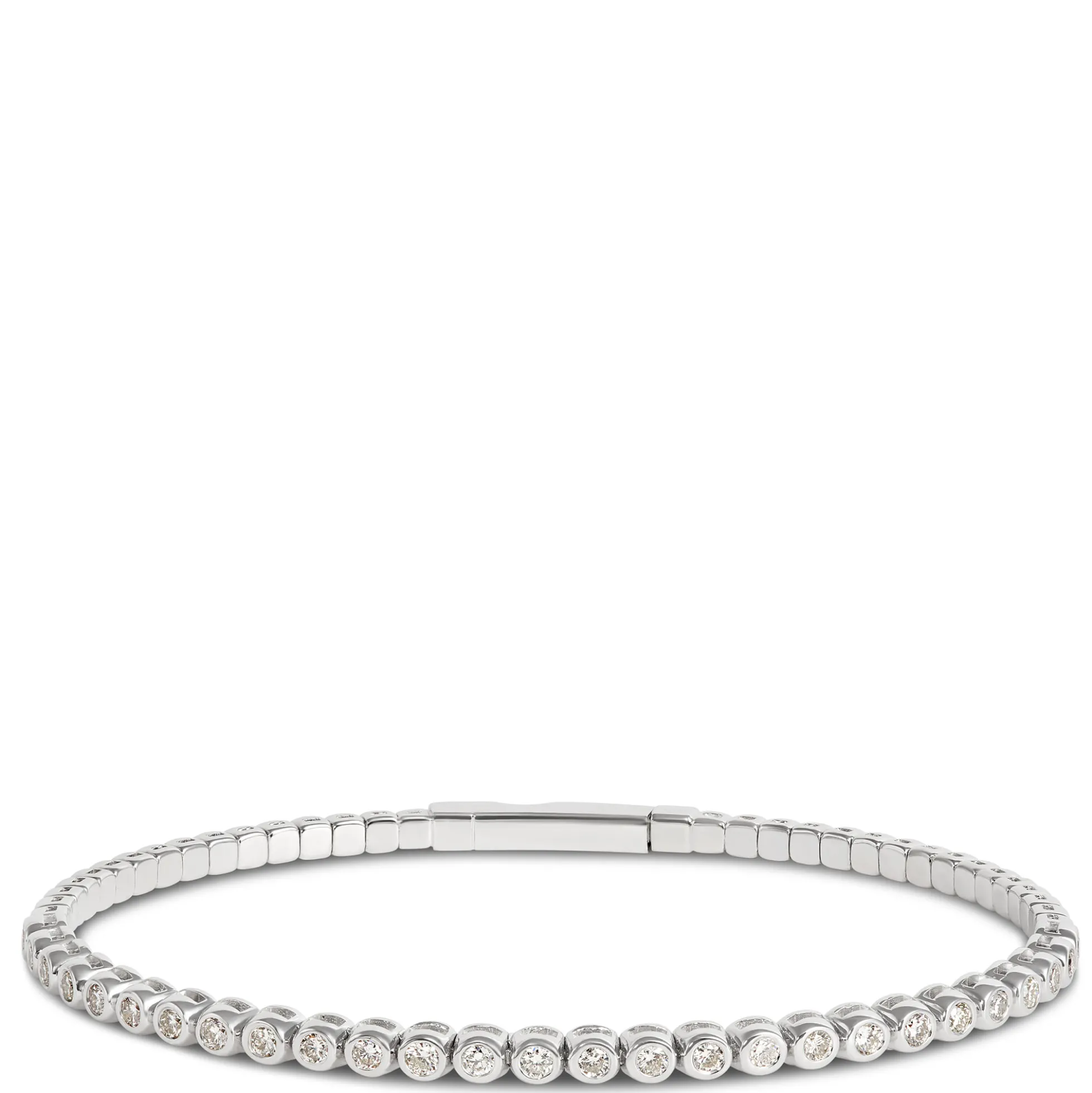Bezel Set Diamond Bangle Bracelet, 14K White Gold