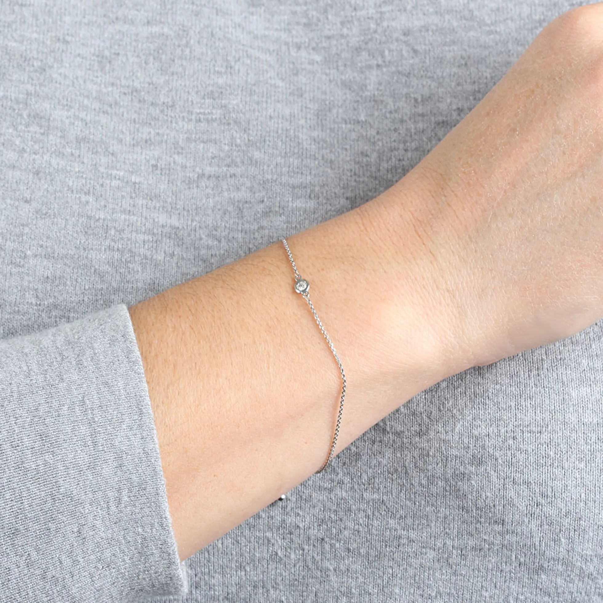 Bezel Set Diamond Bracelet 14K, 1/10 ct.