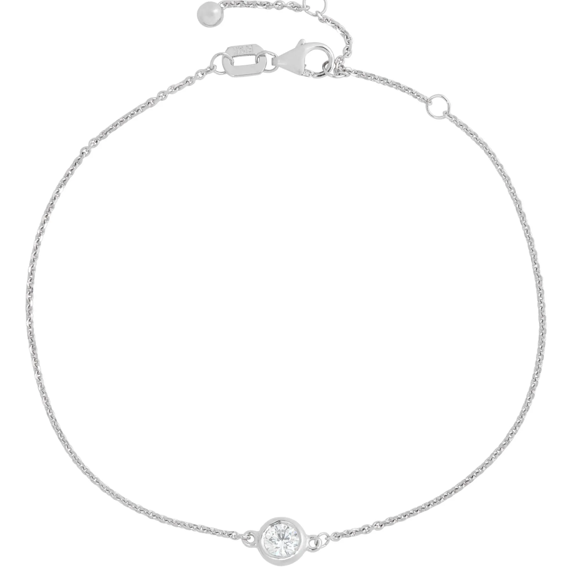 Bezel Set Diamond Bracelet, 14K White Gold