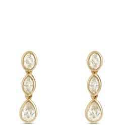 Bezel Set Diamond Drop Earrings, 14K Yellow Gold