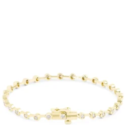 Bezel Set Diamond Tennis Bracelet, 7-inches, 14K Yellow Gold