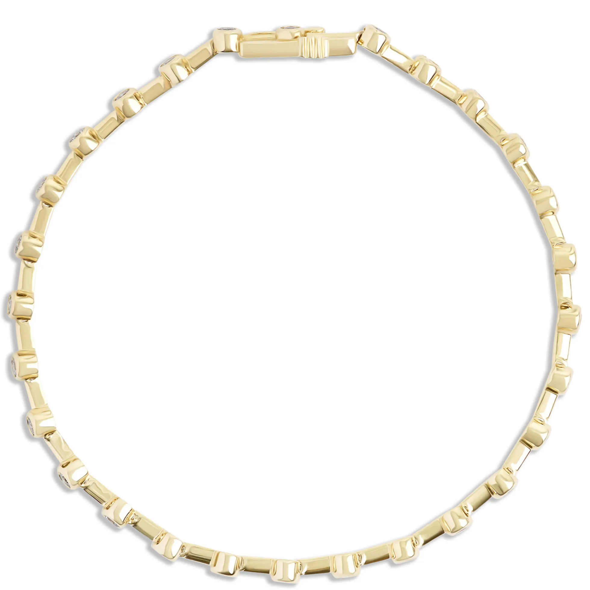 Bezel Set Diamond Tennis Bracelet, 7-inches, 14K Yellow Gold