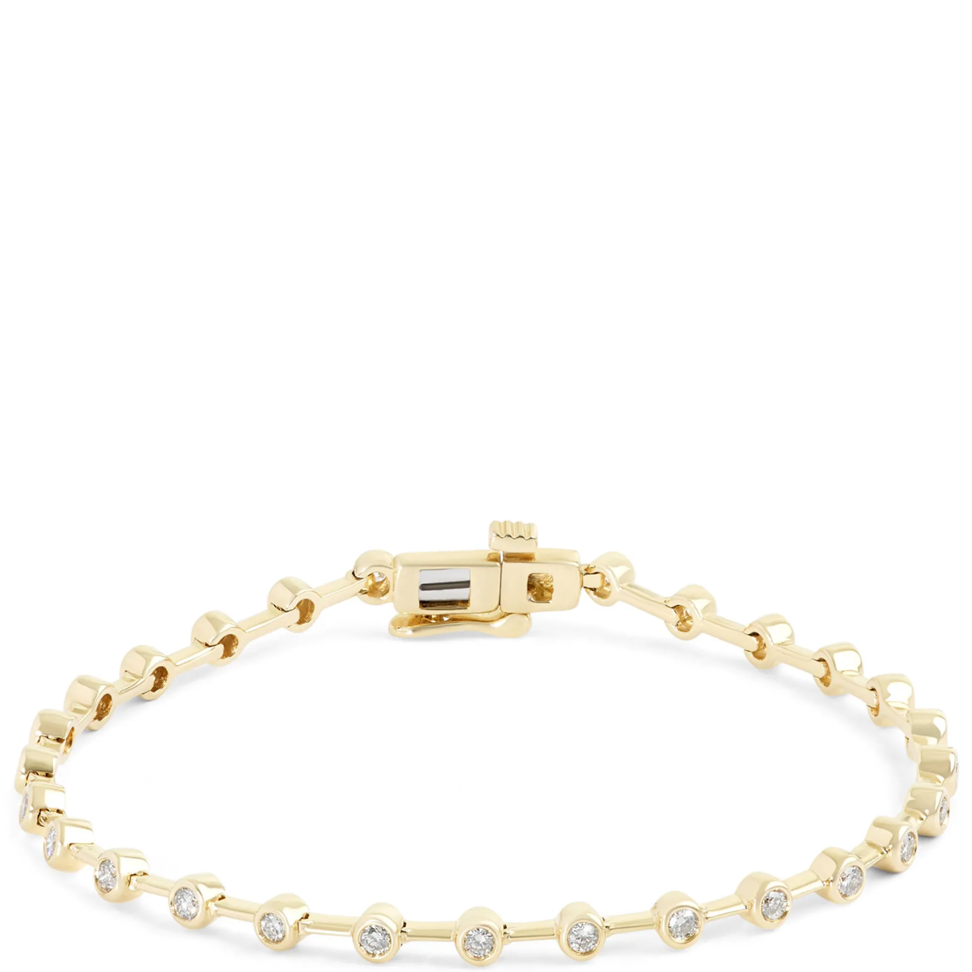 Bezel Set Diamond Tennis Bracelet, 7-inches, 14K Yellow Gold