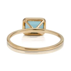Bezel Set Emerald Cut Blue Topaz Ring 14K