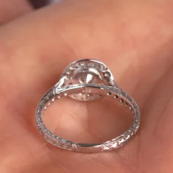 Bezel Set Halo Diamond Engagement Ring 14K