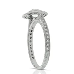 Bezel Set Halo Diamond Engagement Ring 14K