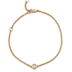 Bezel Set Round Diamond Bracelet, 14K Yellow Gold