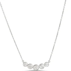 Bezel Set Round Diamond Necklace, 14K White Gold