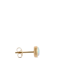Bezel Set Round Opal Stud Earrings, 14K Yellow Gold