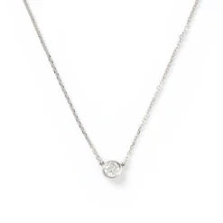 Bezel Set Solitaire Diamond Pendant, 14K White Gold