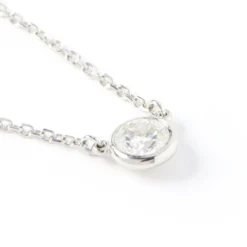 Bezel Set Solitaire Diamond Pendant, 14K White Gold