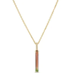 Bi-Colored Tourmaline Pendant Necklace, 14K Yellow Gold