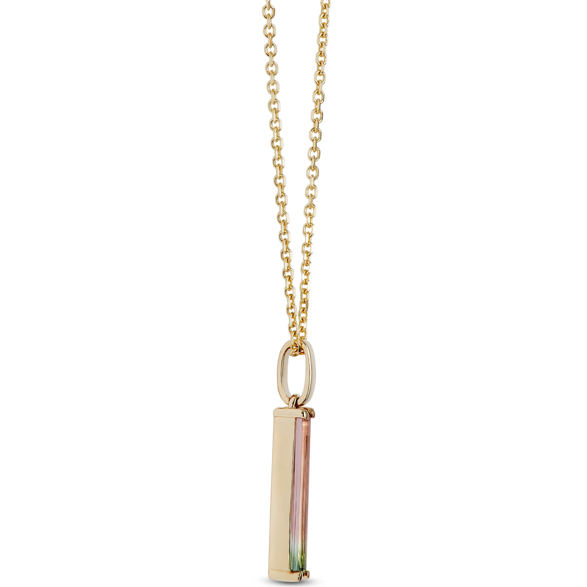 Bi-Colored Tourmaline Pendant Necklace, 14K Yellow Gold
