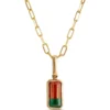 Bi-Color Tourmaline Pendant Necklace, 14K Yellow Gold