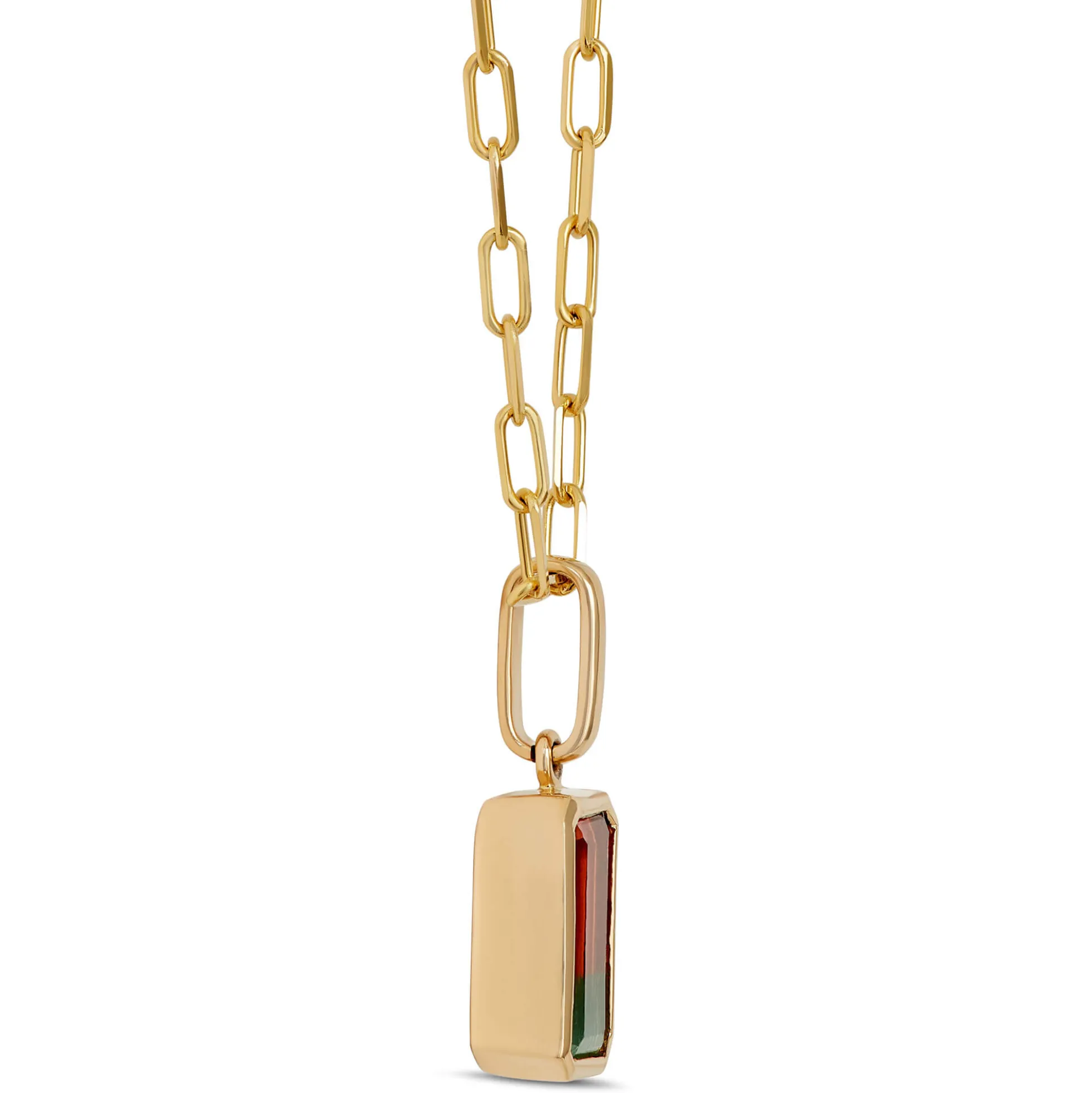 Bi-Color Tourmaline Pendant Necklace, 14K Yellow Gold