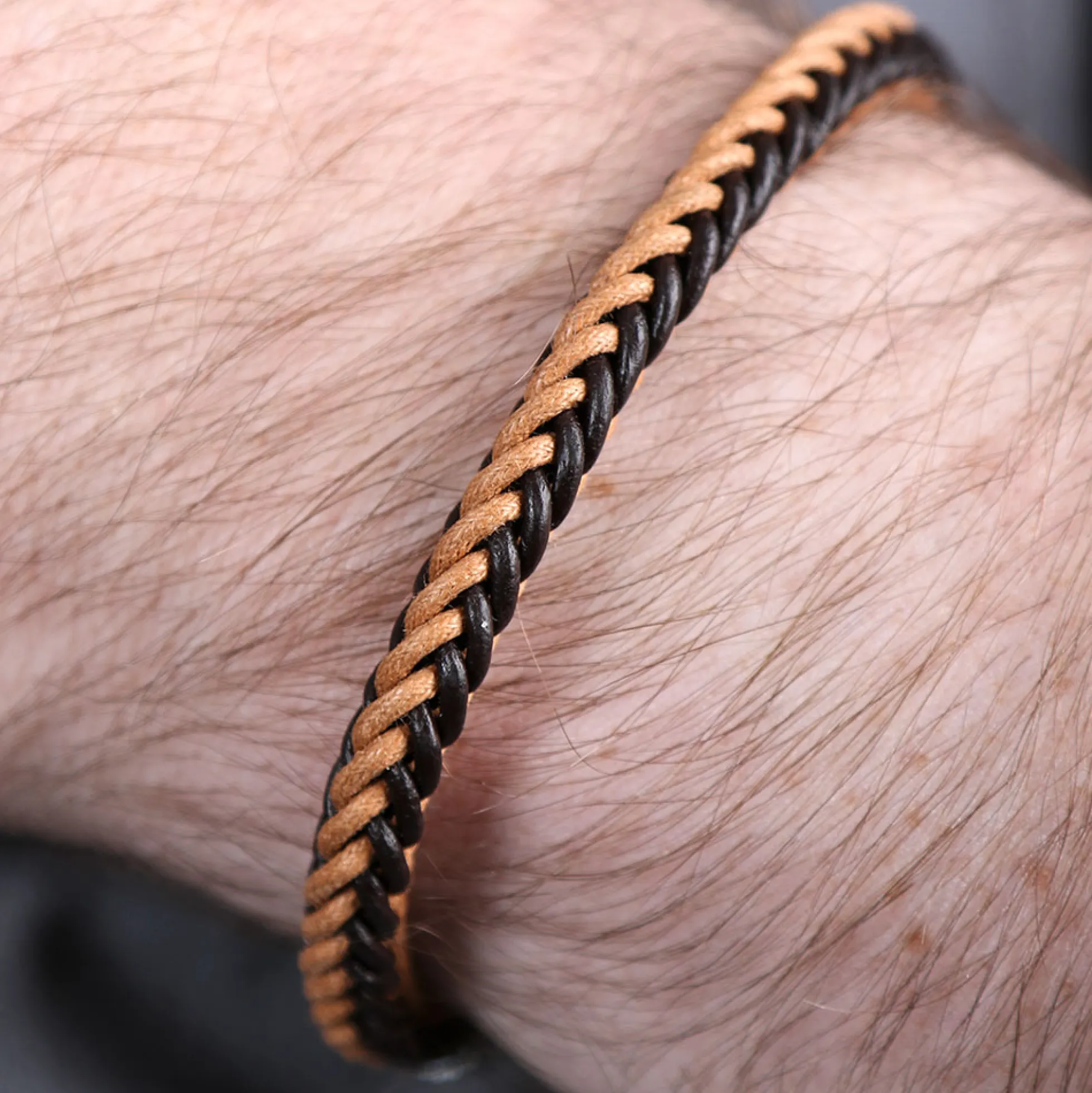 Black & Brown Braided Leather Bracelet