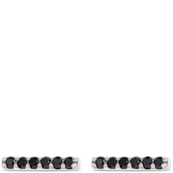 Black Diamond Bar Earrings, 14K White Gold