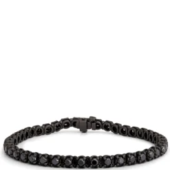 Black Diamond Bracelet, Rhodium Plated Sterling Silver
