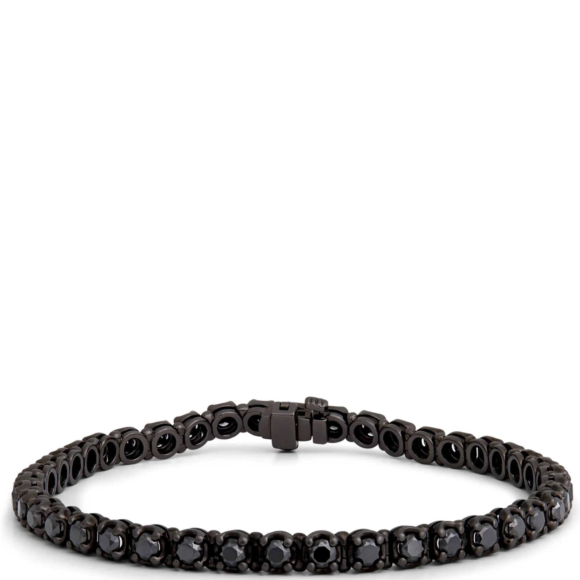 Black Diamond Bracelet, Rhodium Plated Sterling Silver