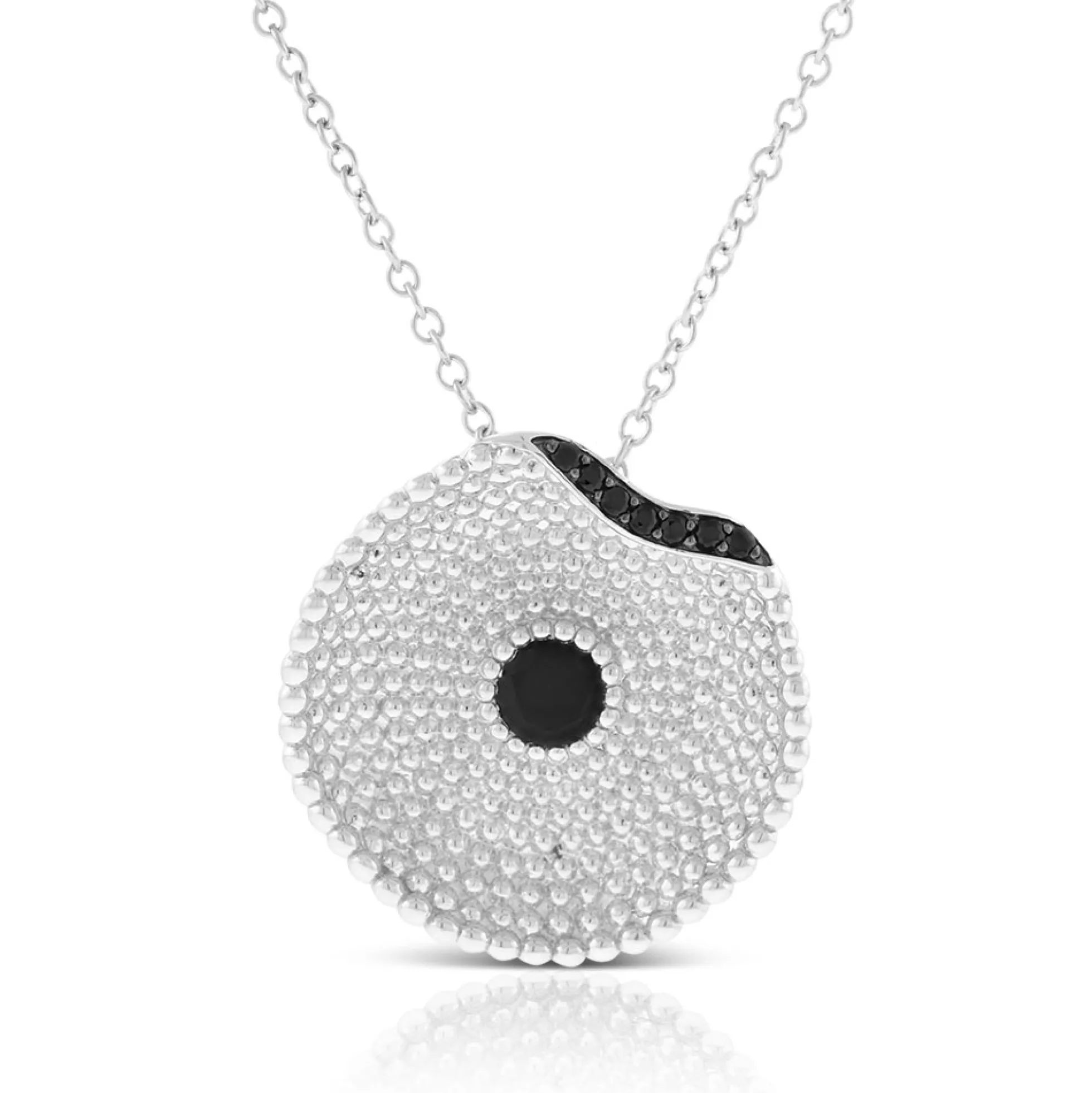 Black Spinel Lily Pad Necklace in Sterling Silver