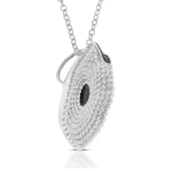Black Spinel Lily Pad Necklace in Sterling Silver