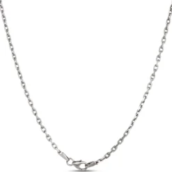 Blue Sapphire and Diamond Dog Tag Necklace, 18K White Gold