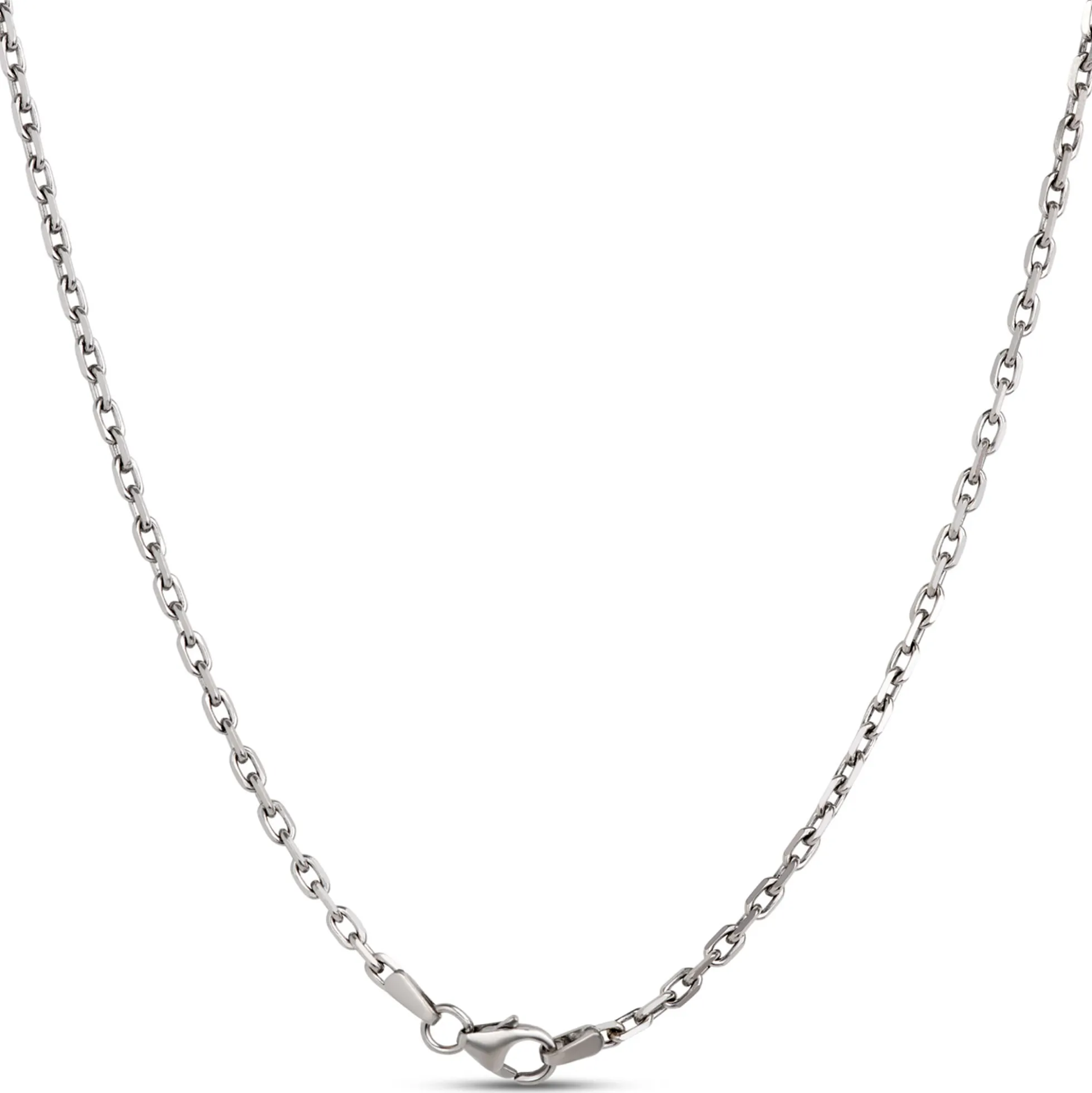 Blue Sapphire and Diamond Dog Tag Necklace, 18K White Gold