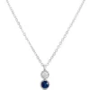 Blue Sapphire and Diamond pendant, 14K White Gold