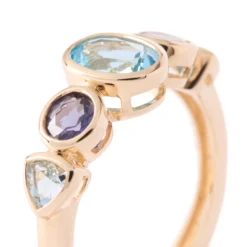 Blue Topaz and Iolite Ring, 14K Yellow Gold