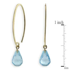 Blue Topaz Drop Earrings 14K