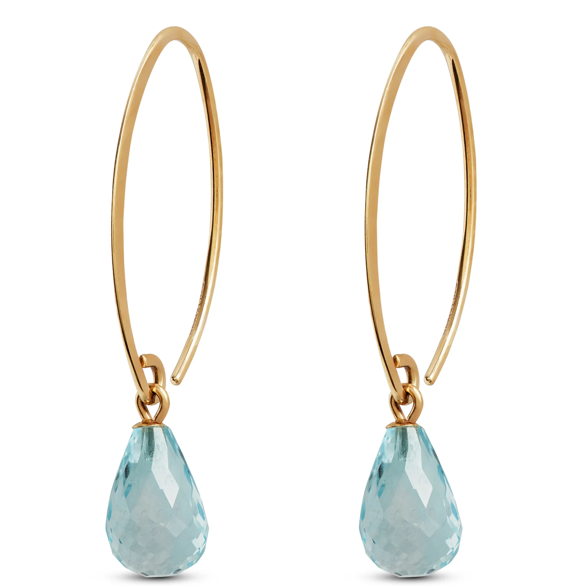 Blue Topaz Drop Earrings 14K
